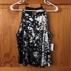 NWT Small Black/Silver Sequin Cami